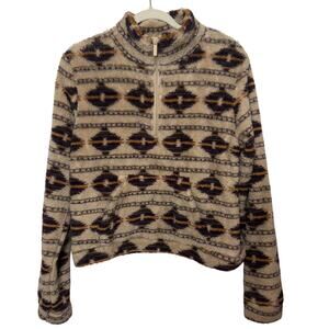 AERO Aztec Fleece Pullover Western Cabincore Cozycore Southwest Sherpa L